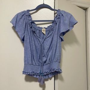 Free People We The Free Short Sleeve Blue Top Size XS Fits XS/S